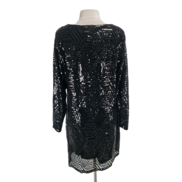CITY CHIC Women Plus Size M/18 Dress Bright Lights Black All Over Sequin 20NA - Picture 3 of 7